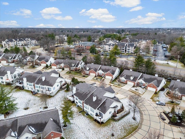 bird's eye view with a residential view and a water view