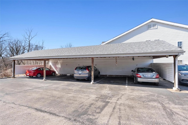 view of covered parking lot