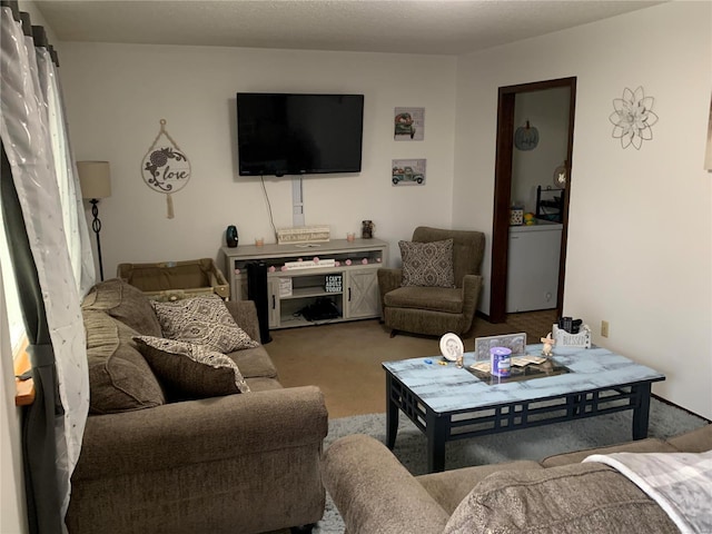 living room featuring carpet flooring