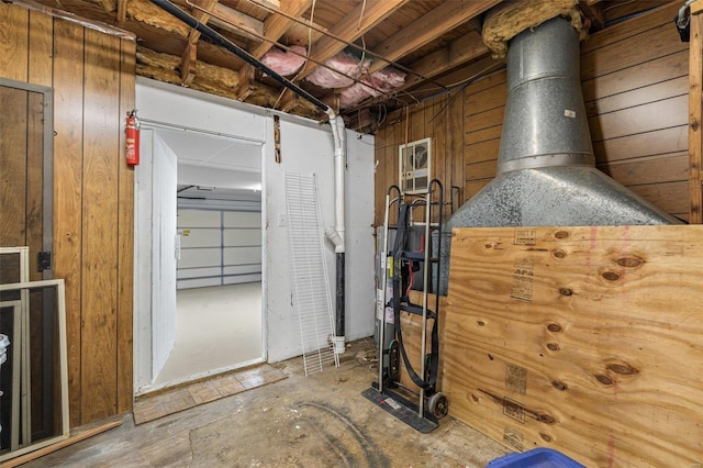 interior space with wooden walls