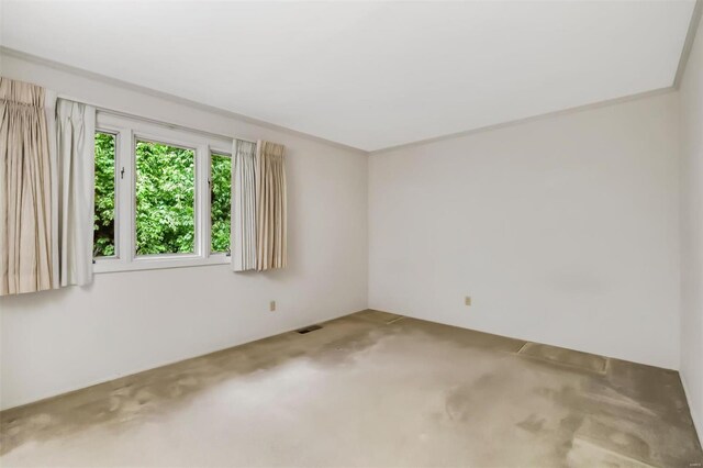 spare room featuring carpet and visible vents