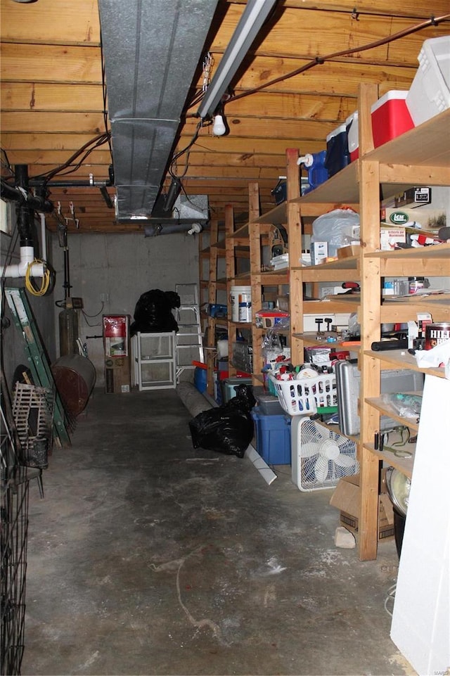 unfinished basement with heating fuel