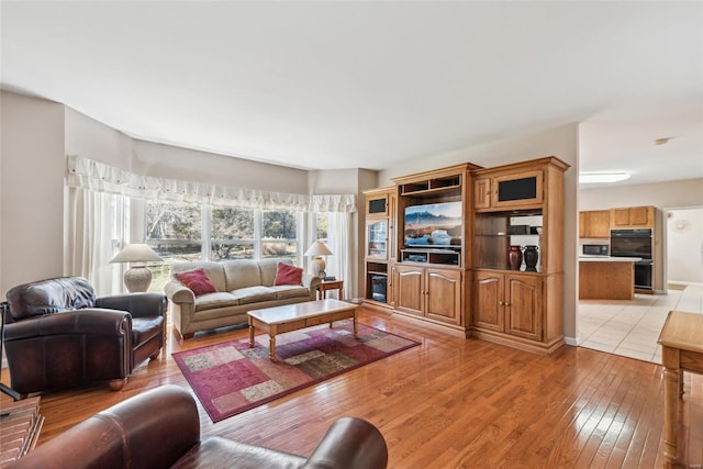 living area with light wood-type flooring