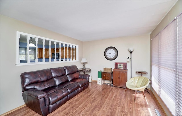 living room with wood finished floors