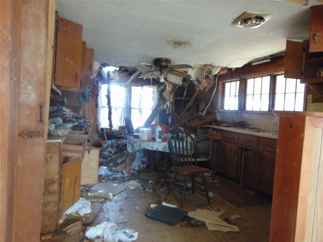 kitchen featuring a ceiling fan