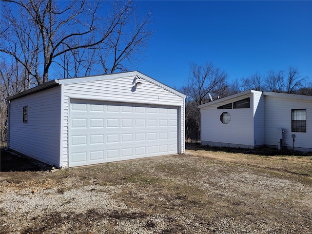 view of detached garage