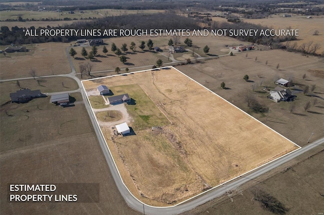 drone / aerial view featuring a rural view