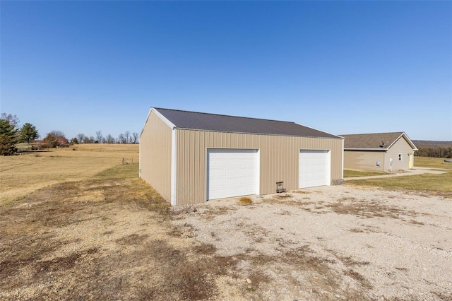 view of detached garage