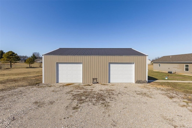 view of detached garage