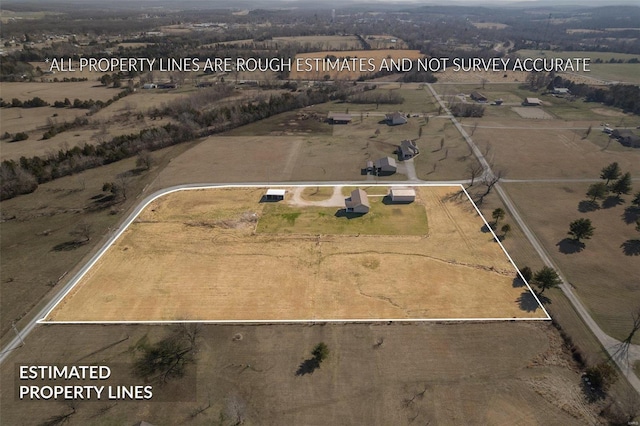 aerial view featuring a rural view