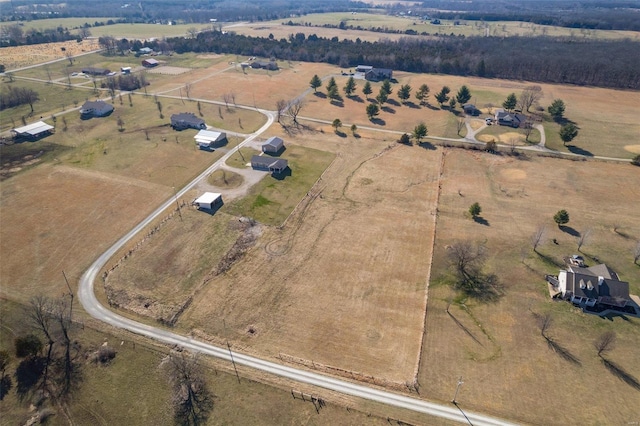 aerial view featuring a rural view