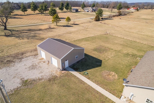 aerial view featuring a rural view