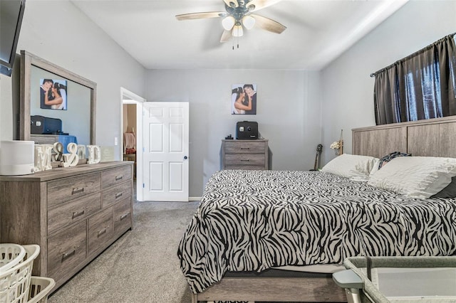 bedroom featuring carpet floors and ceiling fan