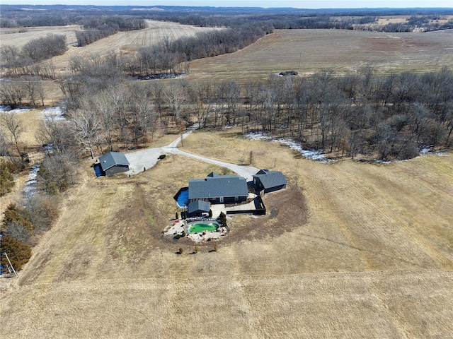 aerial view with a rural view