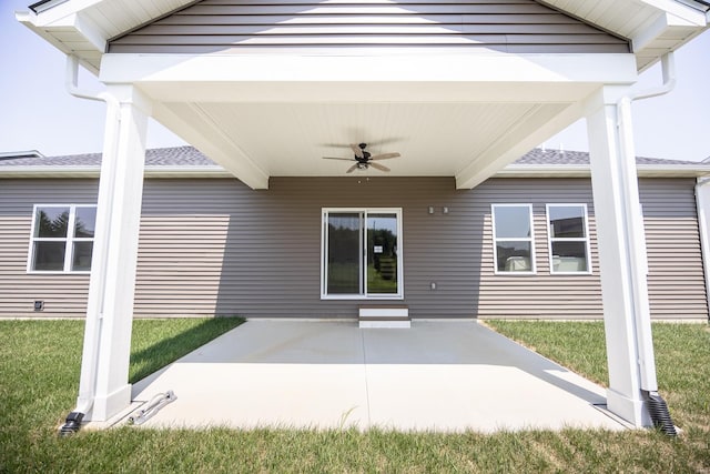 view of patio / terrace with a ceiling fan