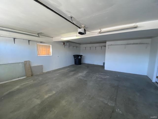 garage with a garage door opener