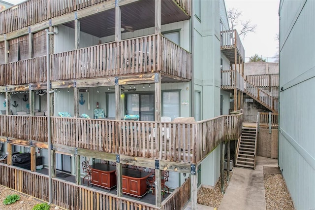 view of building exterior featuring stairs