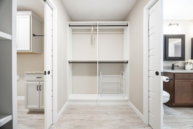 walk in closet featuring a sink