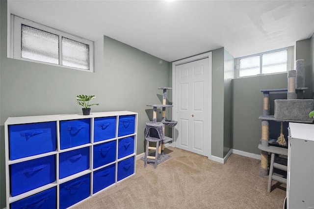 interior space featuring carpet and baseboards