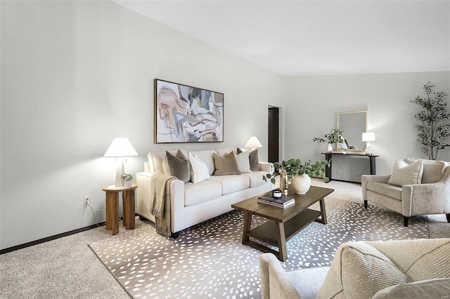 living room with light colored carpet and baseboards