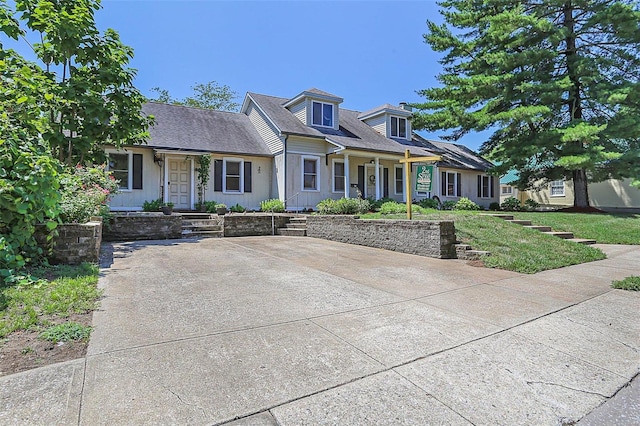 cape cod-style house featuring roof with shingles