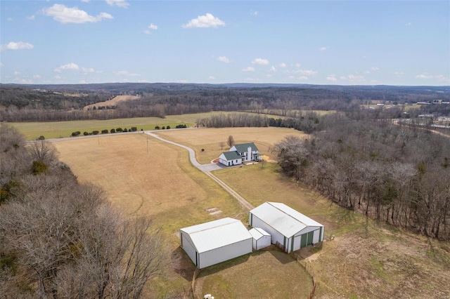 aerial view with a rural view