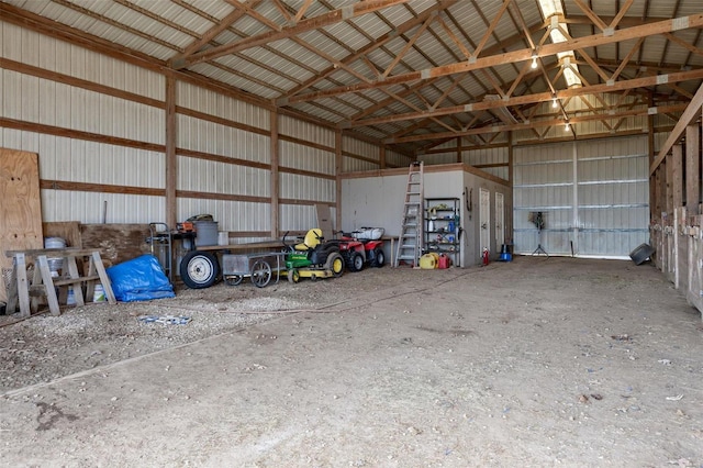 garage with metal wall