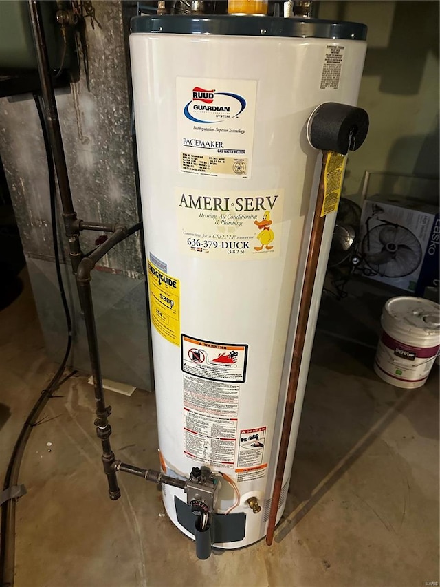 utilities featuring gas water heater