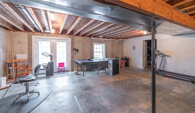 basement with french doors