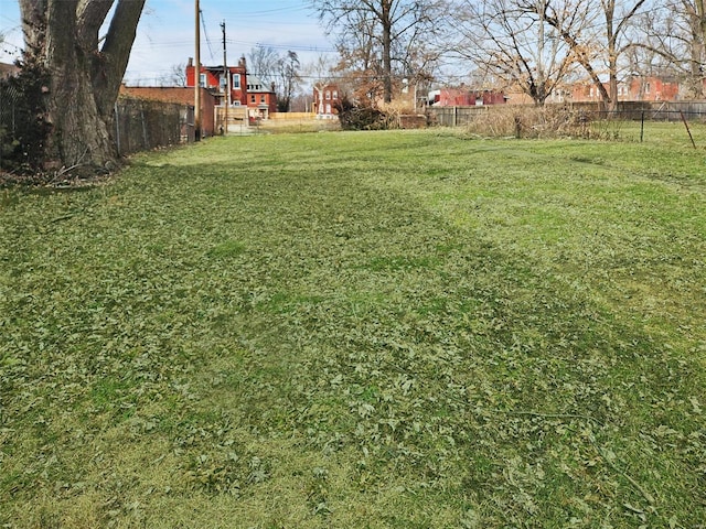 view of yard featuring fence