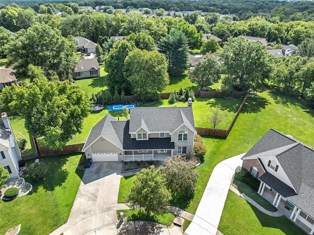 drone / aerial view with a residential view