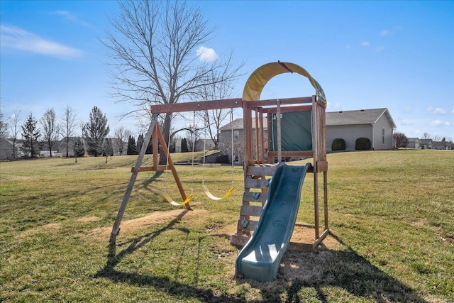 view of play area with a yard