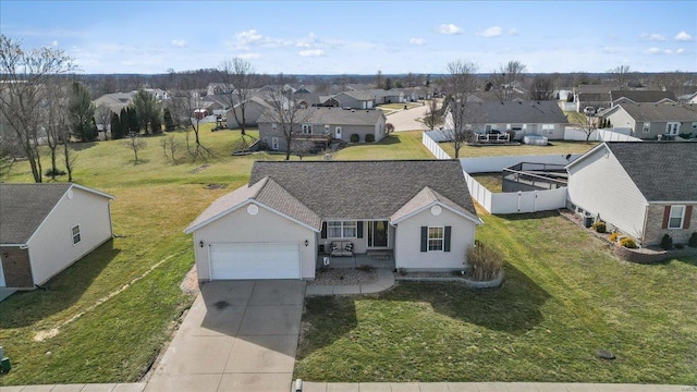 drone / aerial view with a residential view