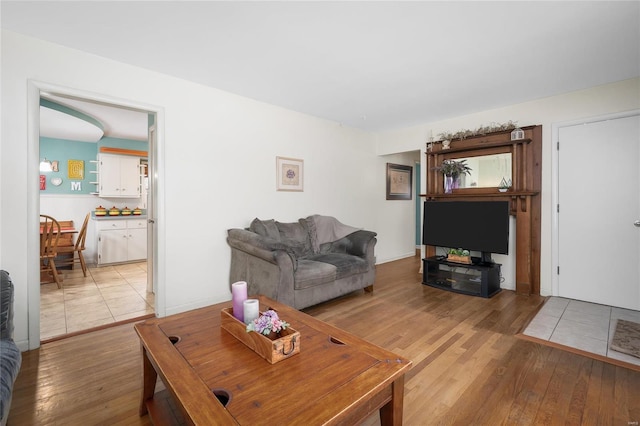 living room featuring light wood-type flooring