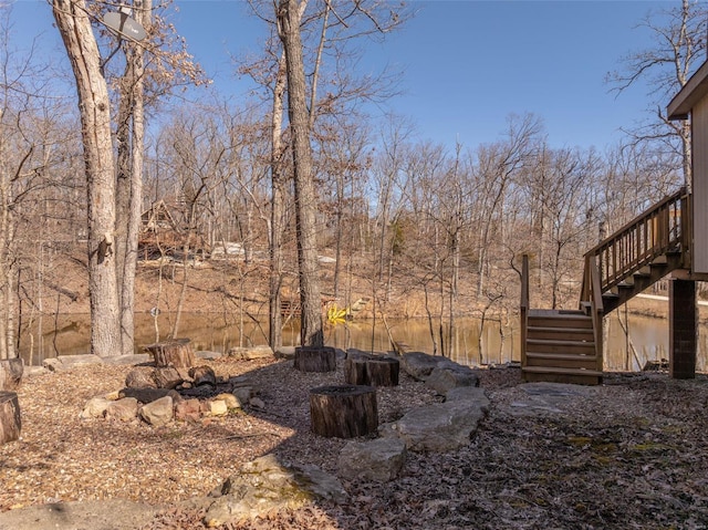 view of yard featuring stairs