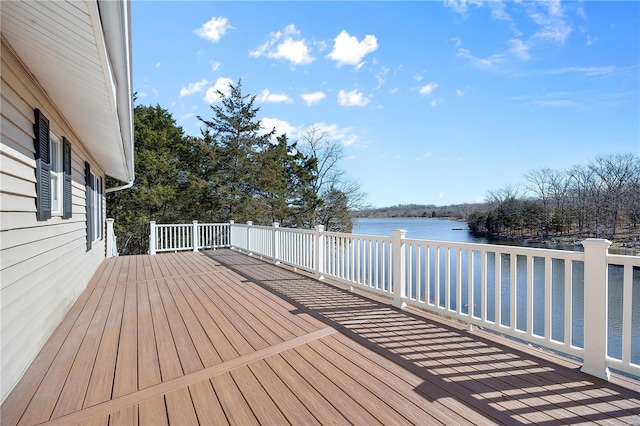 deck with a water view