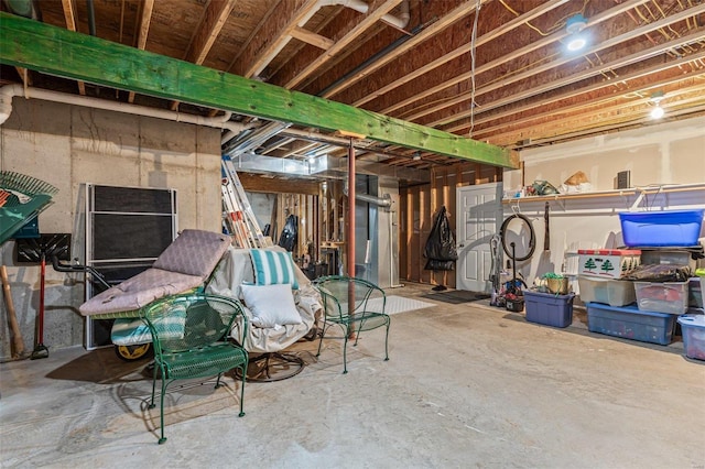 view of unfinished basement