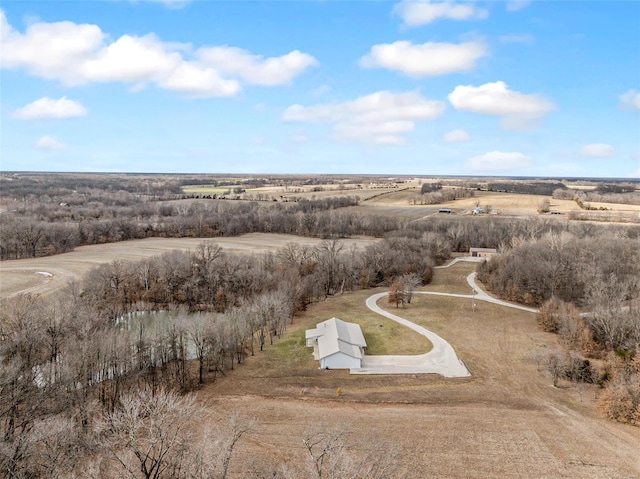 drone / aerial view featuring a rural view