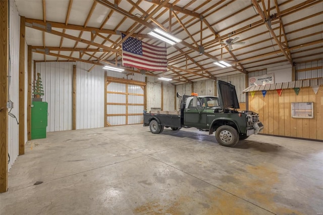 garage featuring metal wall