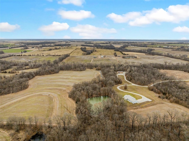 drone / aerial view with a rural view