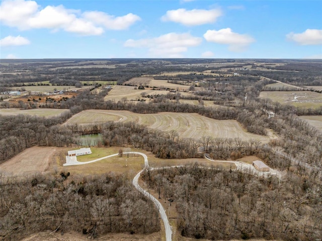 drone / aerial view featuring a rural view