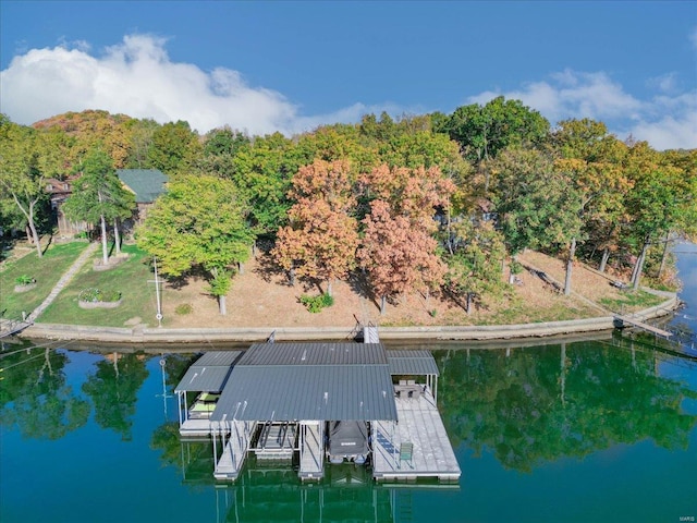 dock area featuring a water view