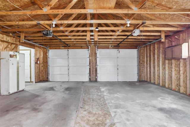 garage with a garage door opener