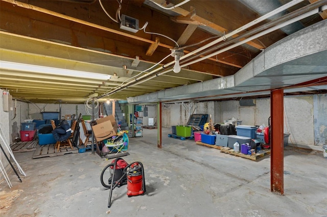 view of unfinished basement