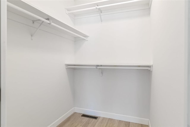 spacious closet with visible vents and light wood finished floors