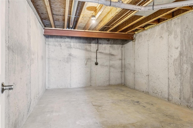 view of unfinished basement