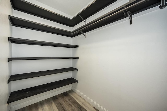 spacious closet with wood finished floors