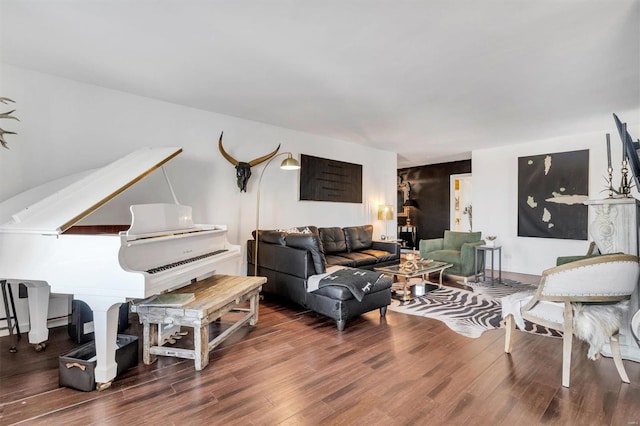 living room with wood finished floors