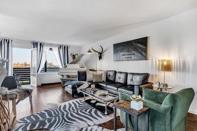 living area featuring wood finished floors