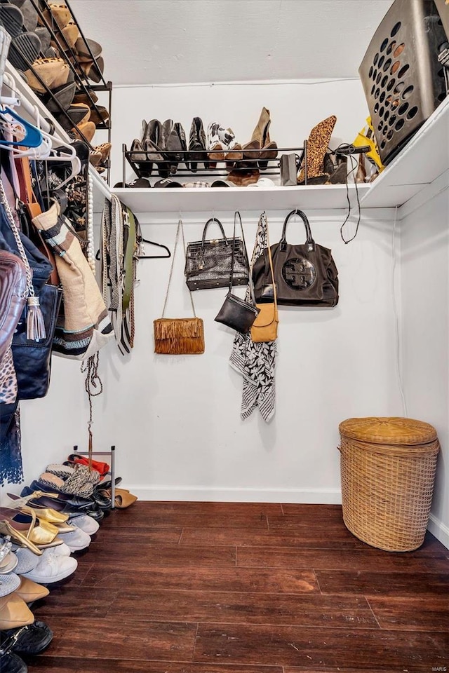 spacious closet with wood finished floors